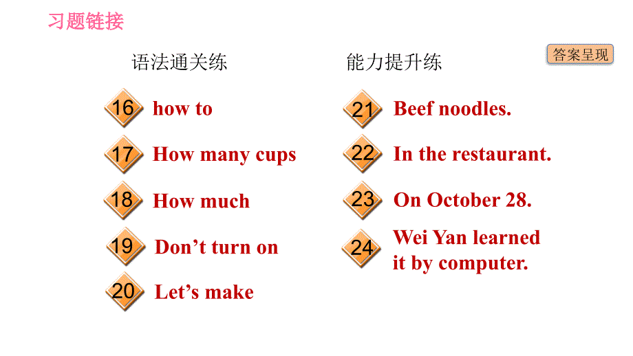 人教版八年级上册英语习题课件 Unit8 课时2 Section A (Grammar Focus - 3c)_第3页