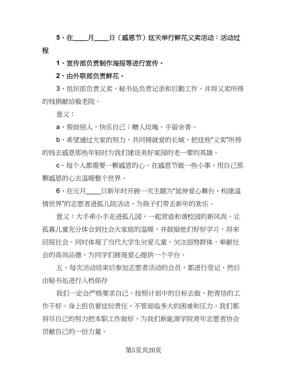 青年志愿者协会下学期工作计划及安排范文（5篇）_第5页