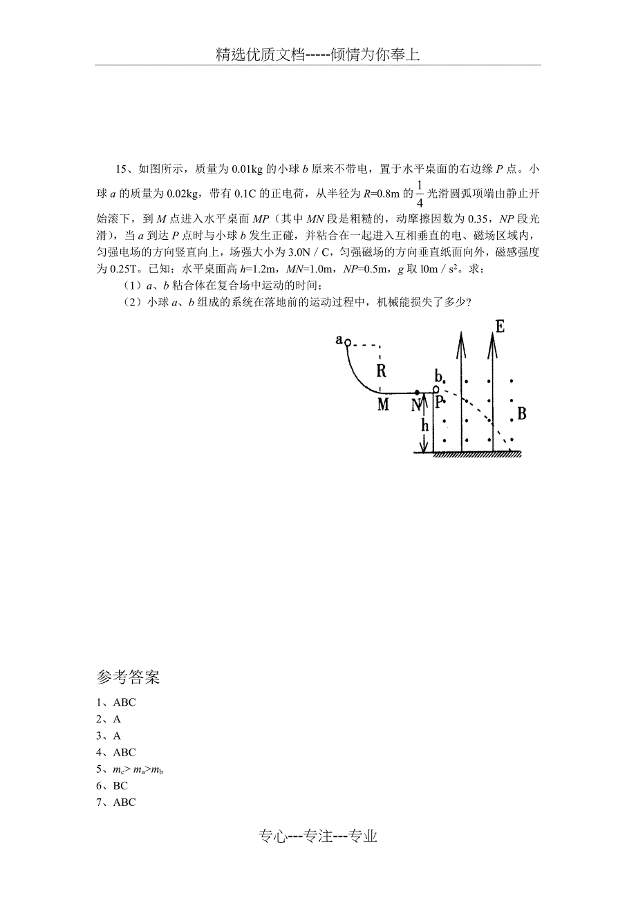 高二磁场经典试题_第4页