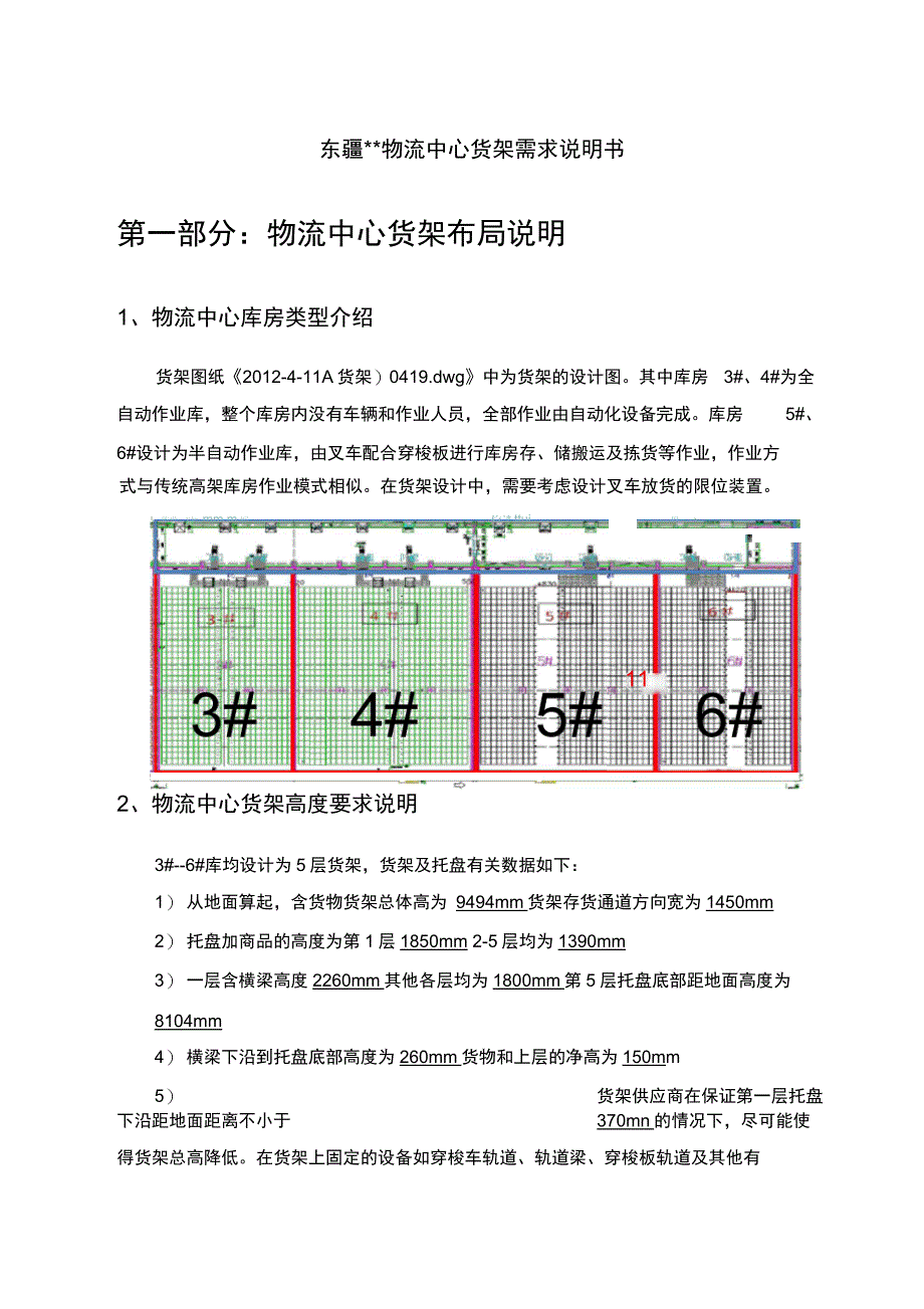 冷链物流中心穿梭式货架技术参数要求_第1页