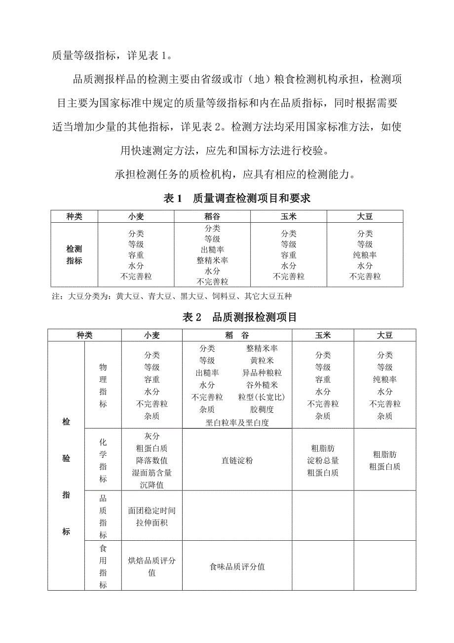 全国粮食收获质量调查和品质测报工作总体实施方案_第5页