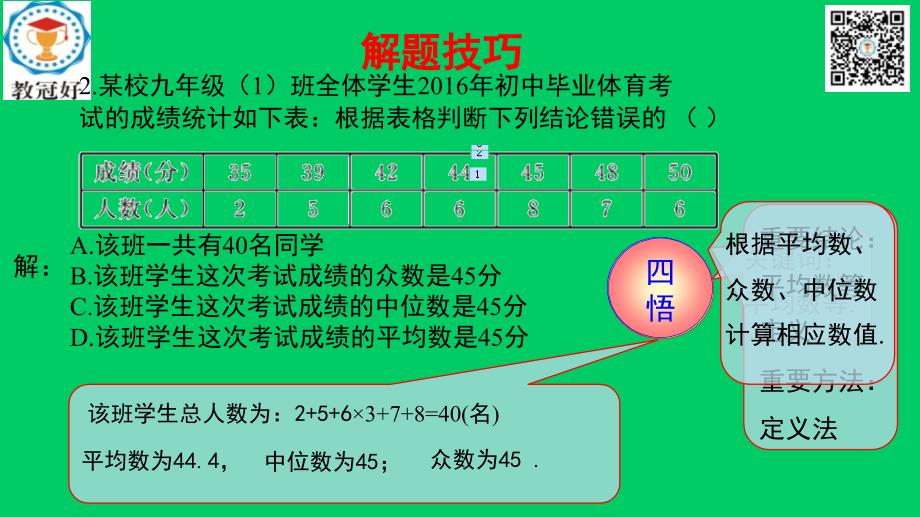 八年级数学下册第一部分基础知识篇第6课平均数中位数众数A组夯实基础课件新版浙教版_第2页