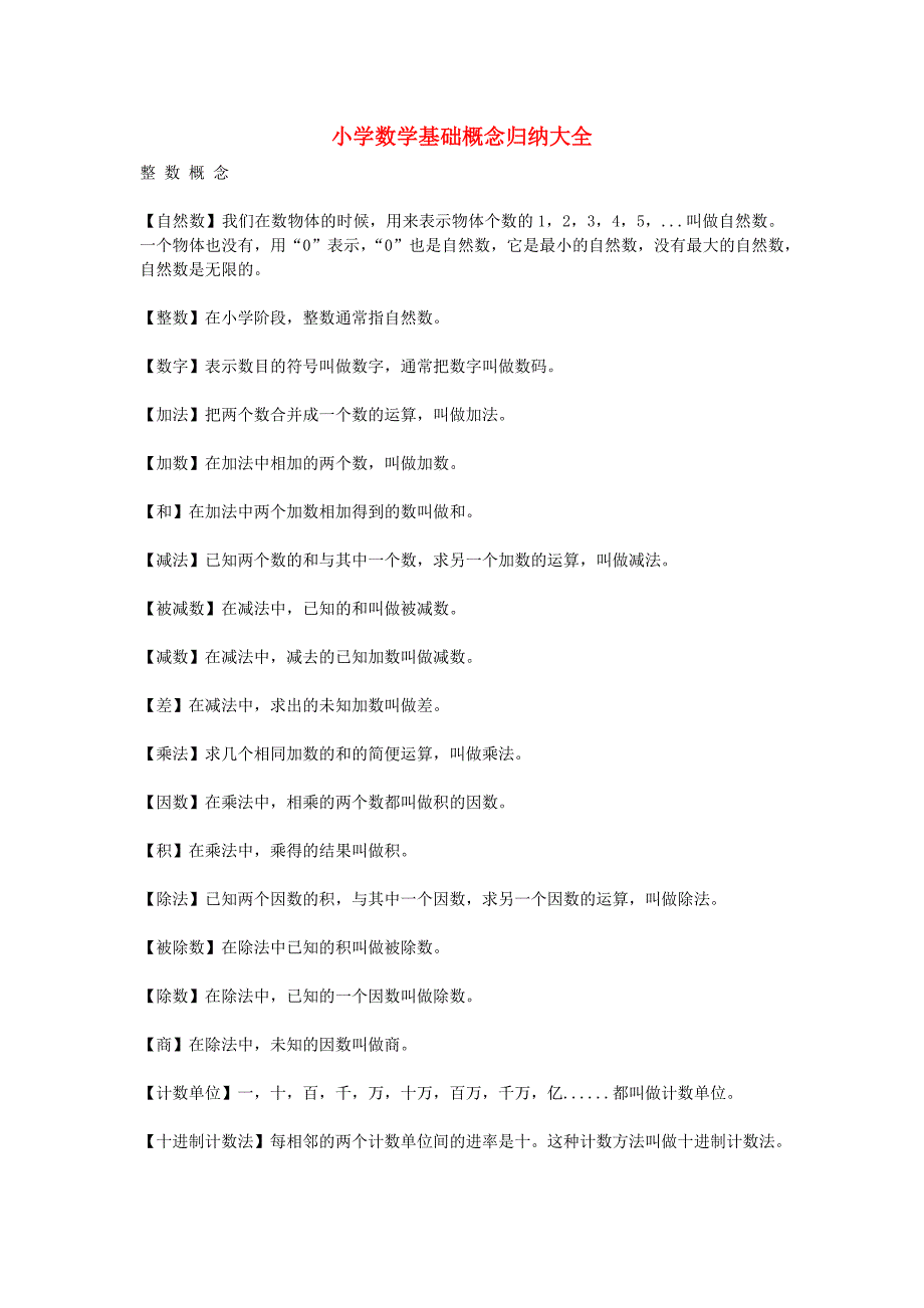 通用版六年级数学下册基础概念归纳大全素材_第1页