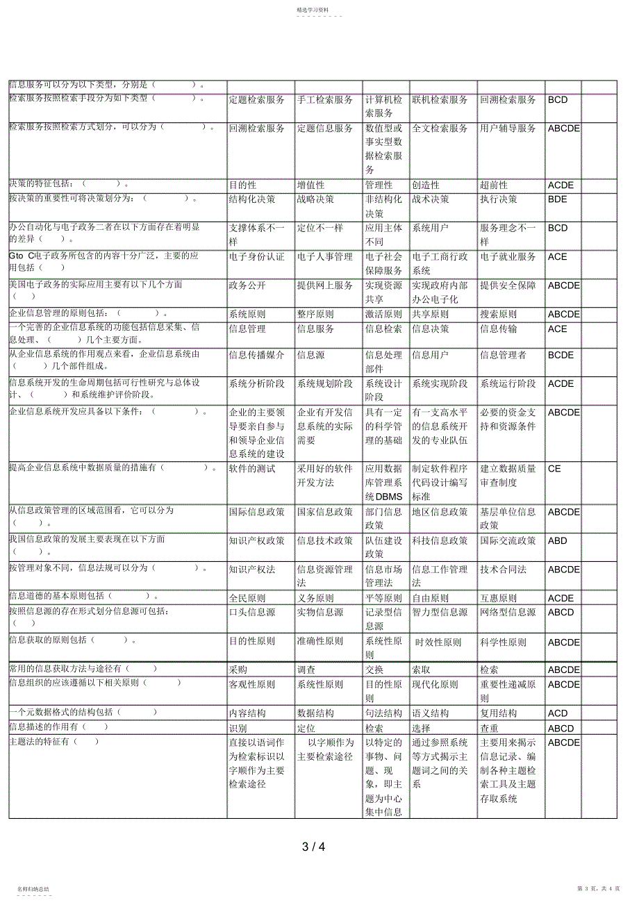 2022年电大信息管理概论在线测试答案_第3页