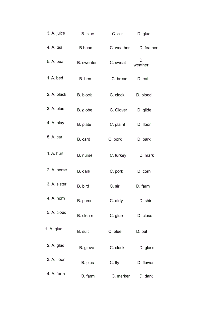 找出发音不同的单词_第3页