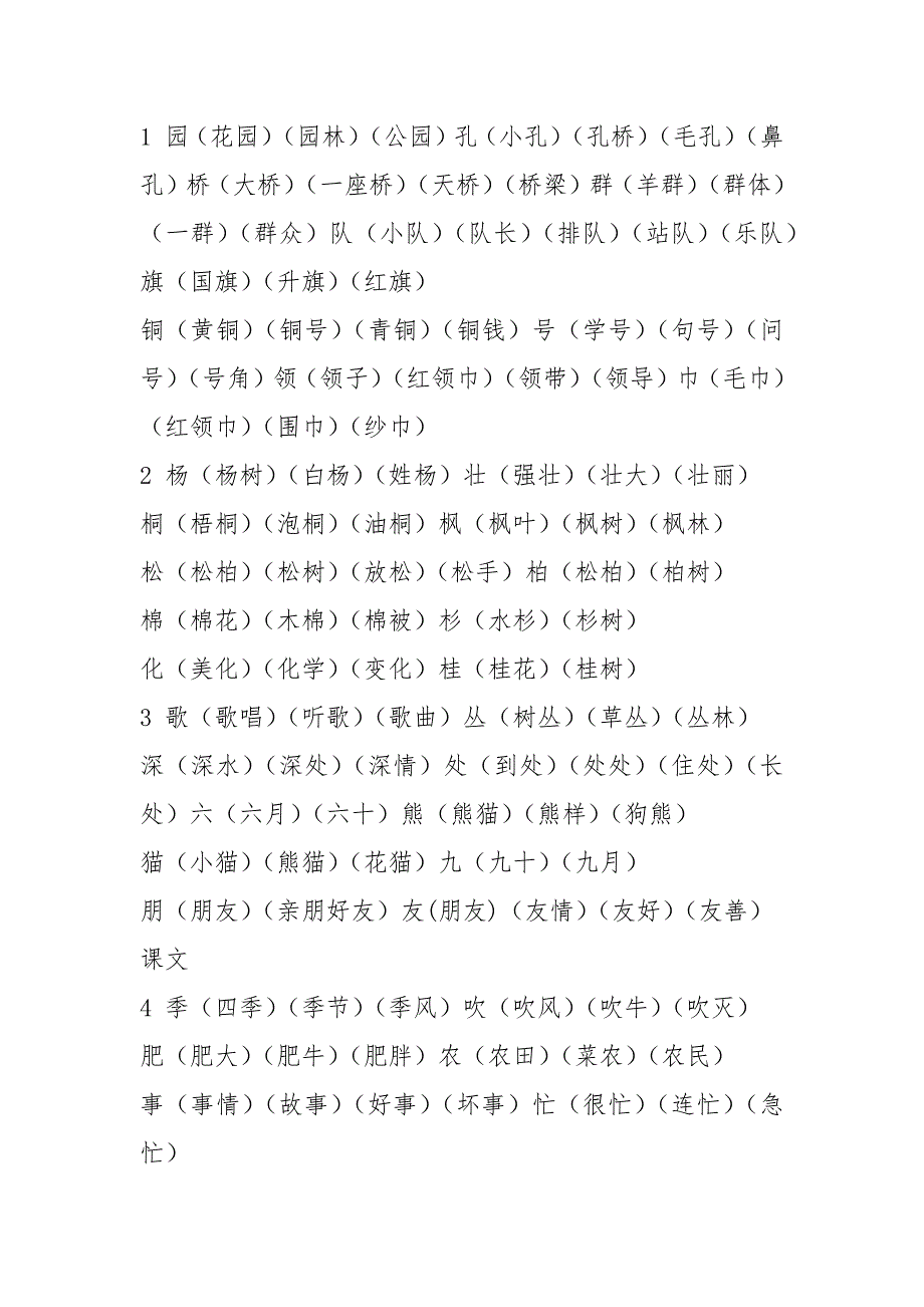 2021年人教版二年级上册语文生字表组词_第2页