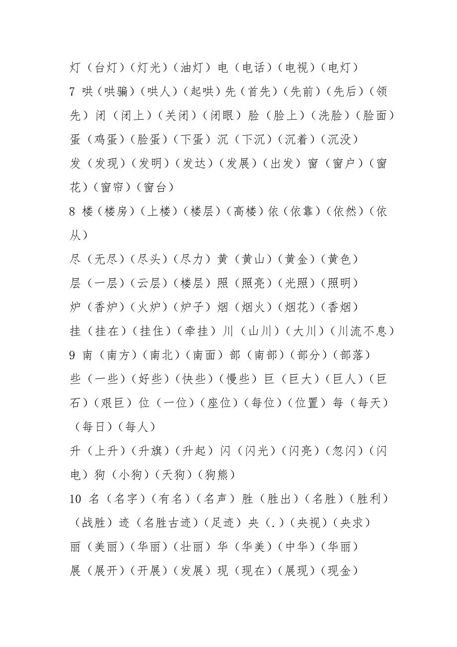 2021年人教版二年级上册语文生字表组词_第4页