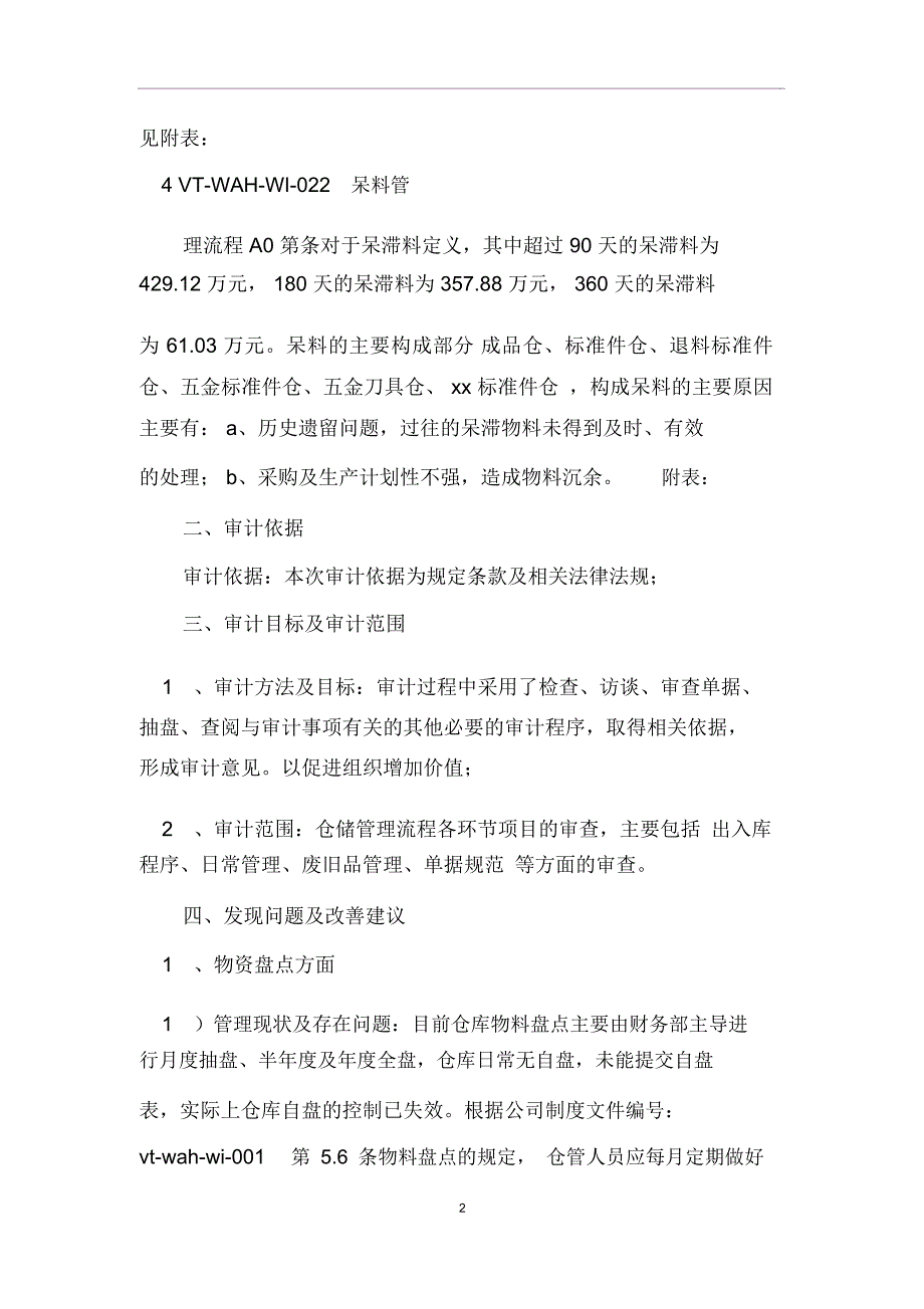 仓库管理审计报告范文_第2页