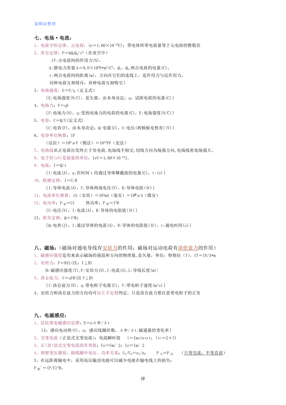 高中文科物理会考公式总结_第4页