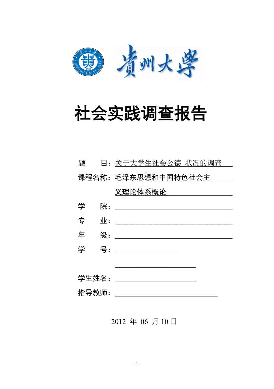 毛概社会实践调查报告(1).doc_第1页