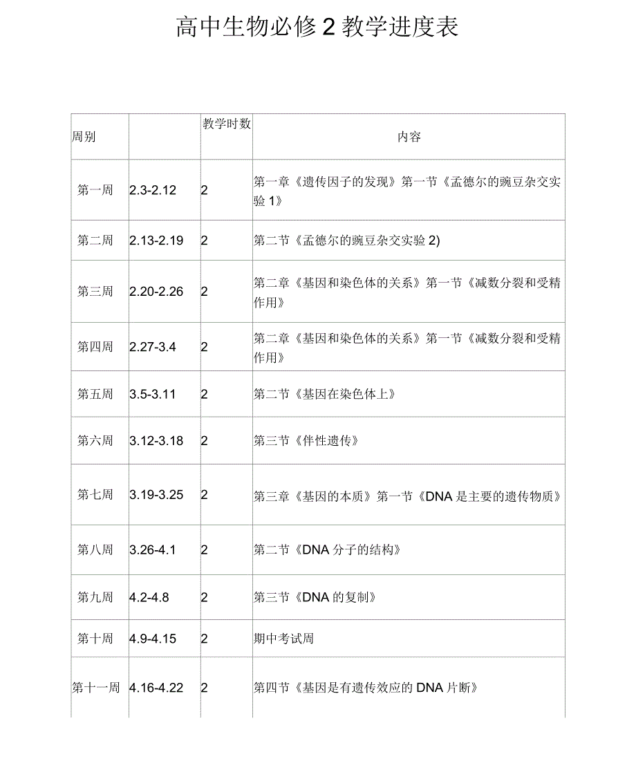 生物必修2教学进度表_第1页