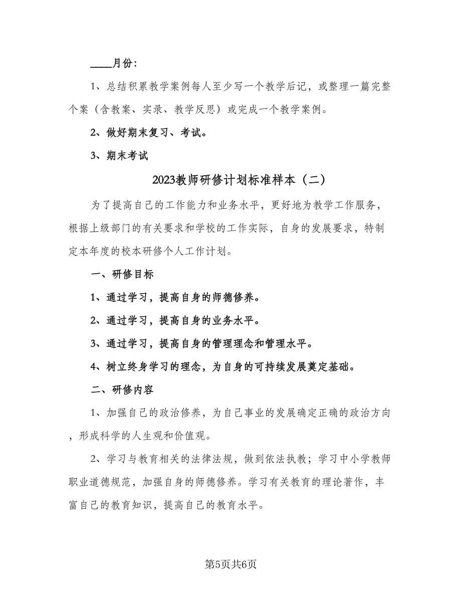 2023教师研修计划标准样本（2篇）.doc_第5页