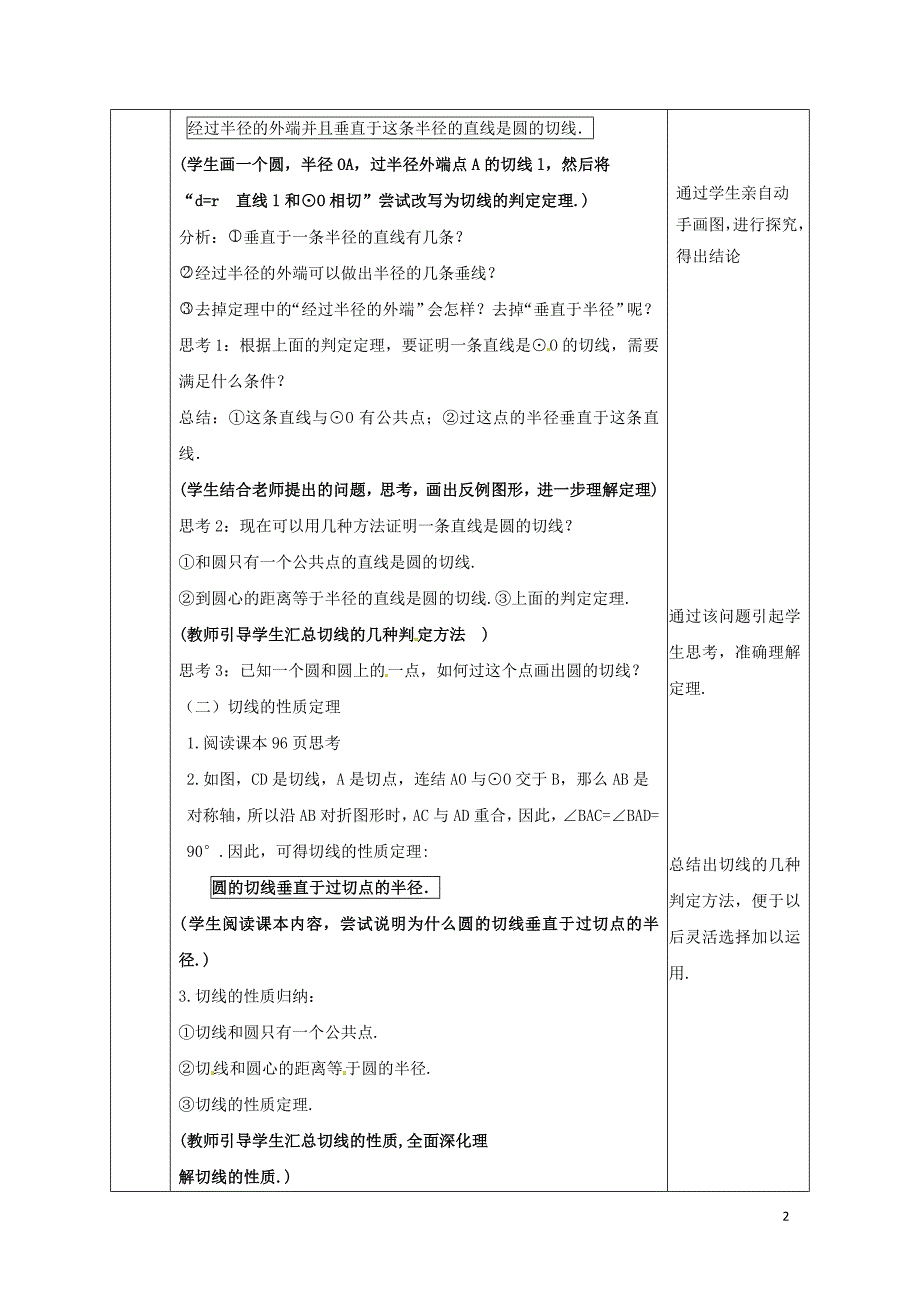 陕西省安康市石泉县池河镇九年级数学上册24.2点和圆直线和圆的位置关系24.2.2直线和圆的位置关系教案2新版新人教版05221195_第2页