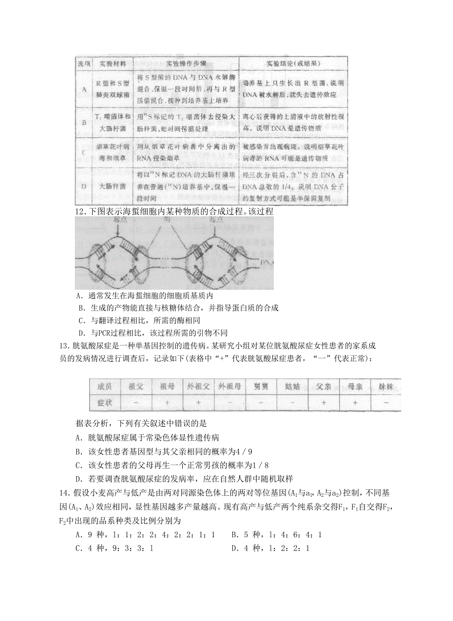 江苏省高三调研测试生物试题_第4页