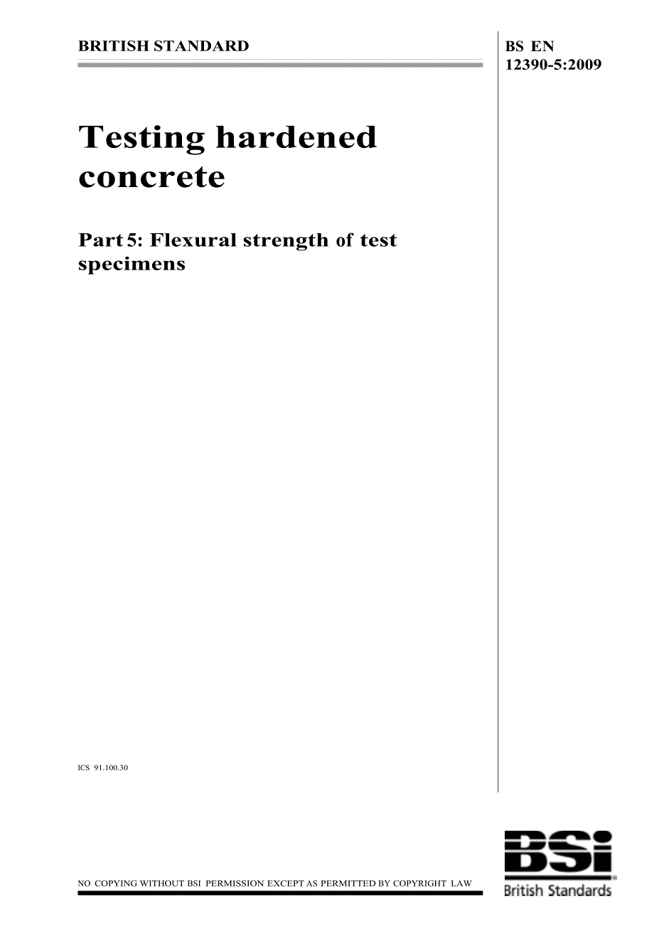 bs标准word原稿】bs en 123905 testing hardened concrete part 5 flexural strength of test specimens_第1页