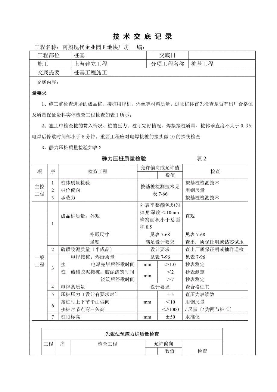 南翔现代企业园F地块厂房桩基工程技术交底记录_第5页