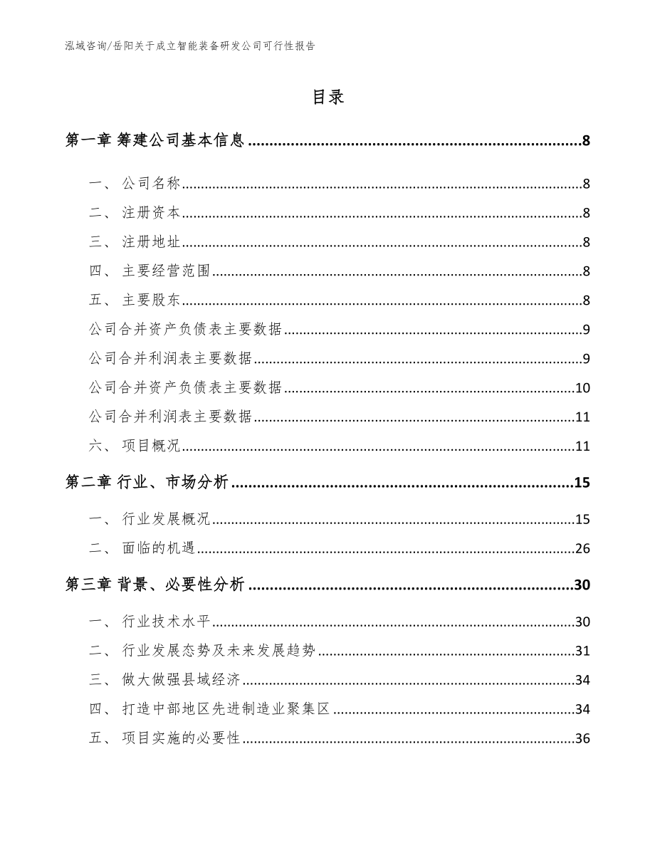 岳阳关于成立智能装备研发公司可行性报告【模板范本】_第2页