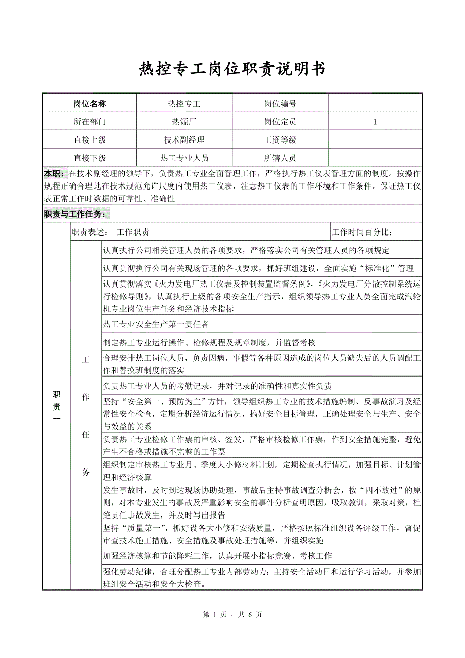 热控专工岗位职责说明书.doc_第1页