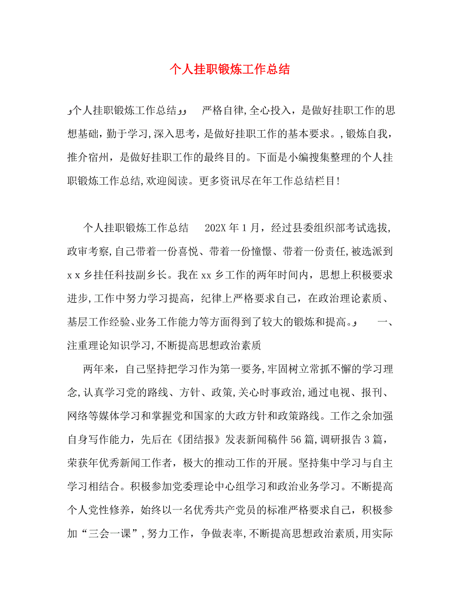 个人挂职锻炼工作总结_第1页