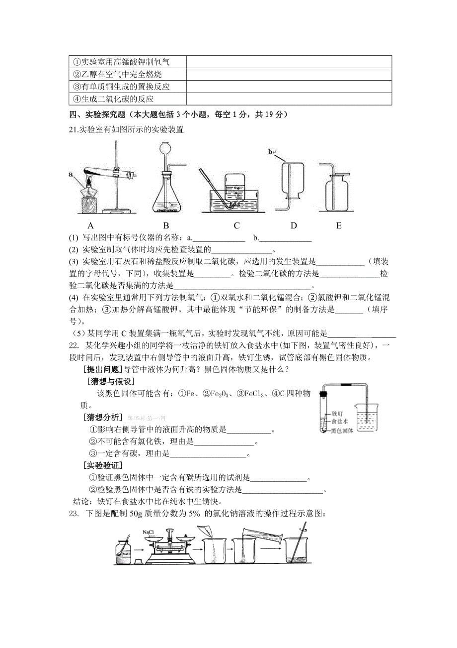 中考化学模拟考试试题参考word_第5页