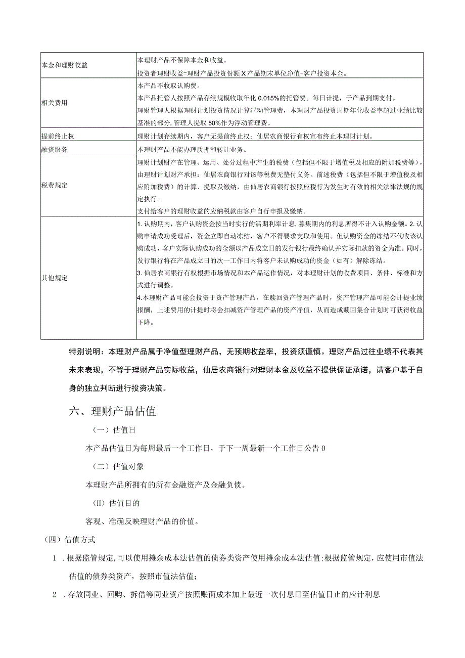 浙江仙居农村商业银行股份有限公司丰收信福2022年第13期封闭式净值型人民币理财产品说明书_第4页