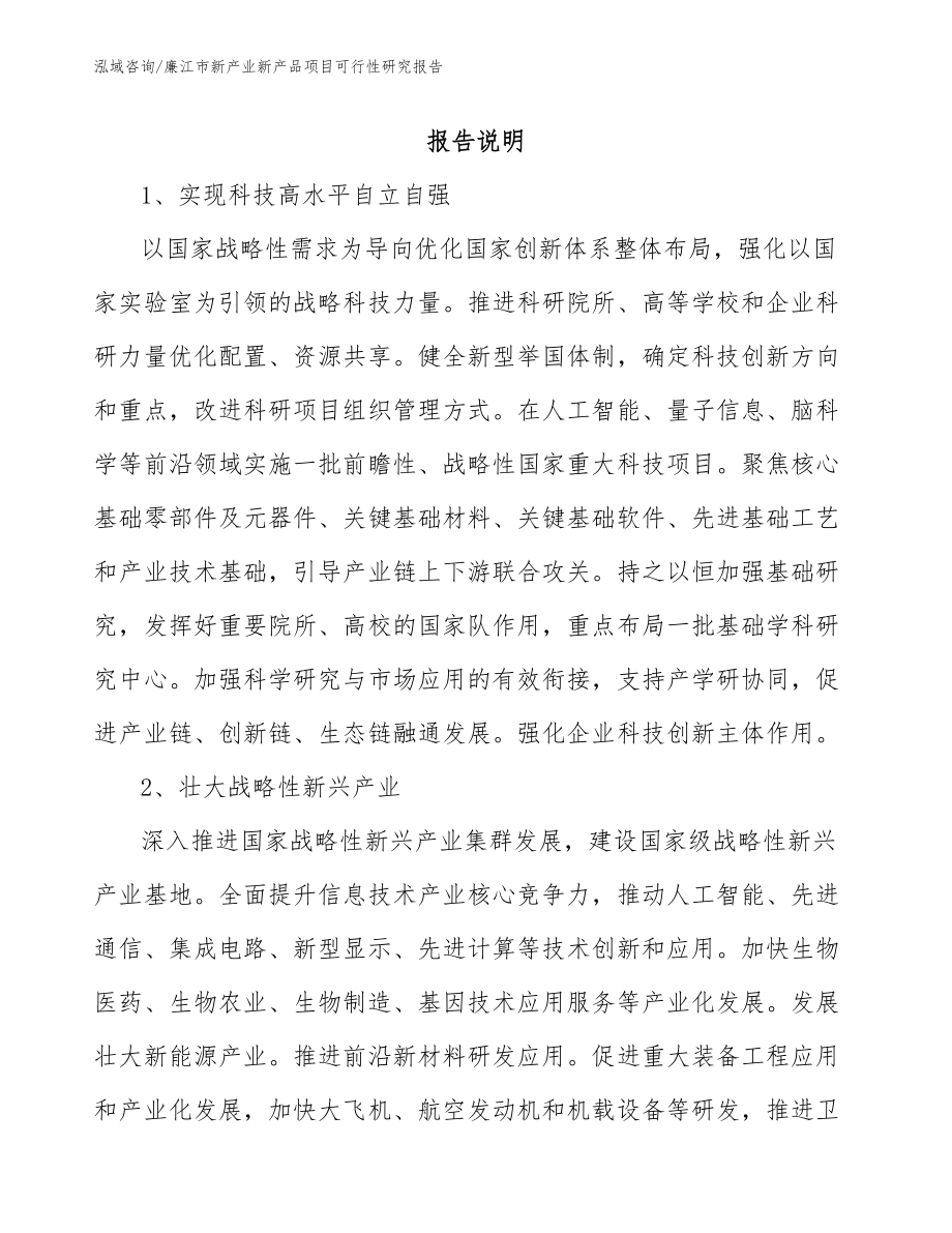 廉江市新产业新产品项目可行性研究报告（模板范本）_第1页