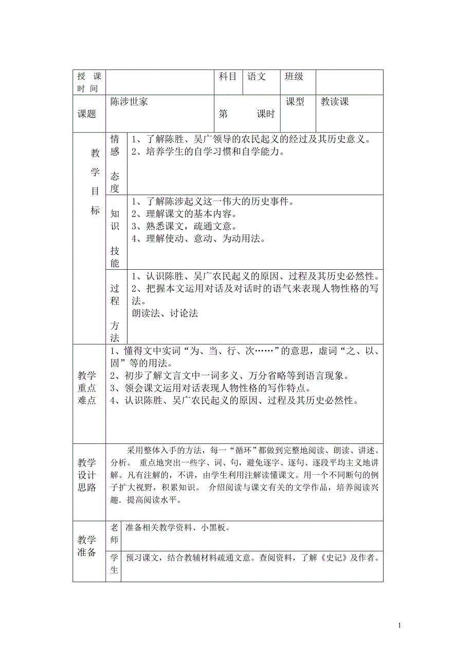 陈涉世家标准_第1页