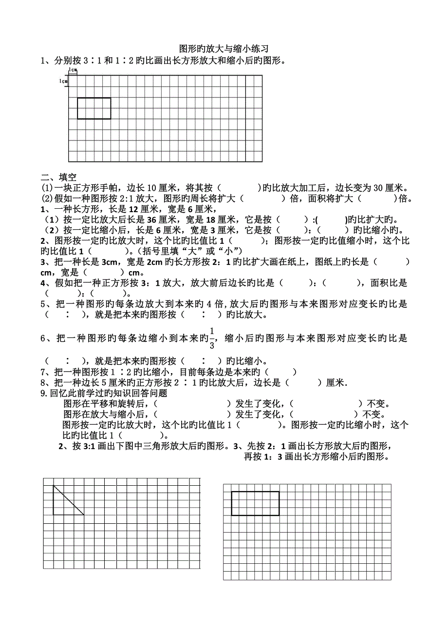 图形的放大与缩小练习题苏教版_第1页