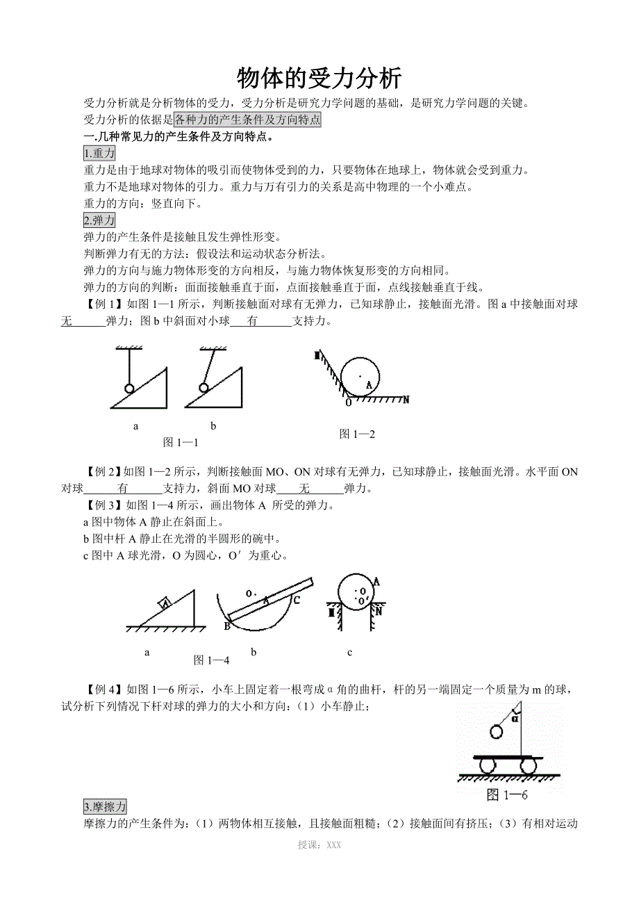 高中物理必修一受力分析_第1页