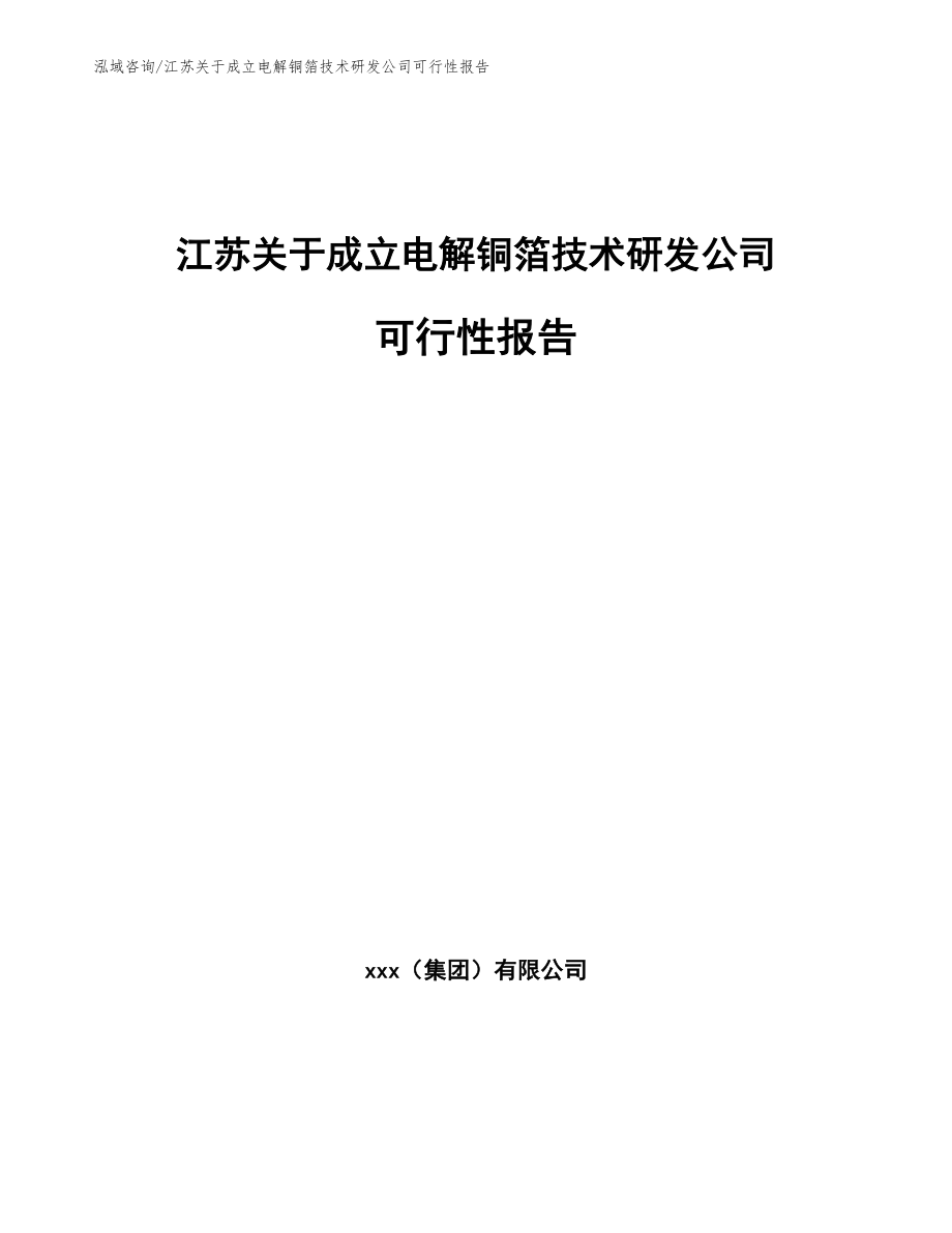 江苏关于成立电解铜箔技术研发公司可行性报告（模板参考）_第1页
