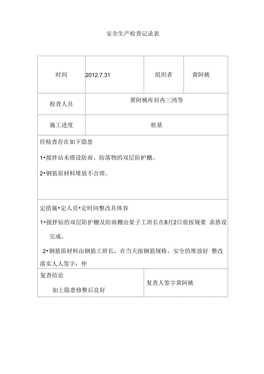 安全记录检查表_第1页