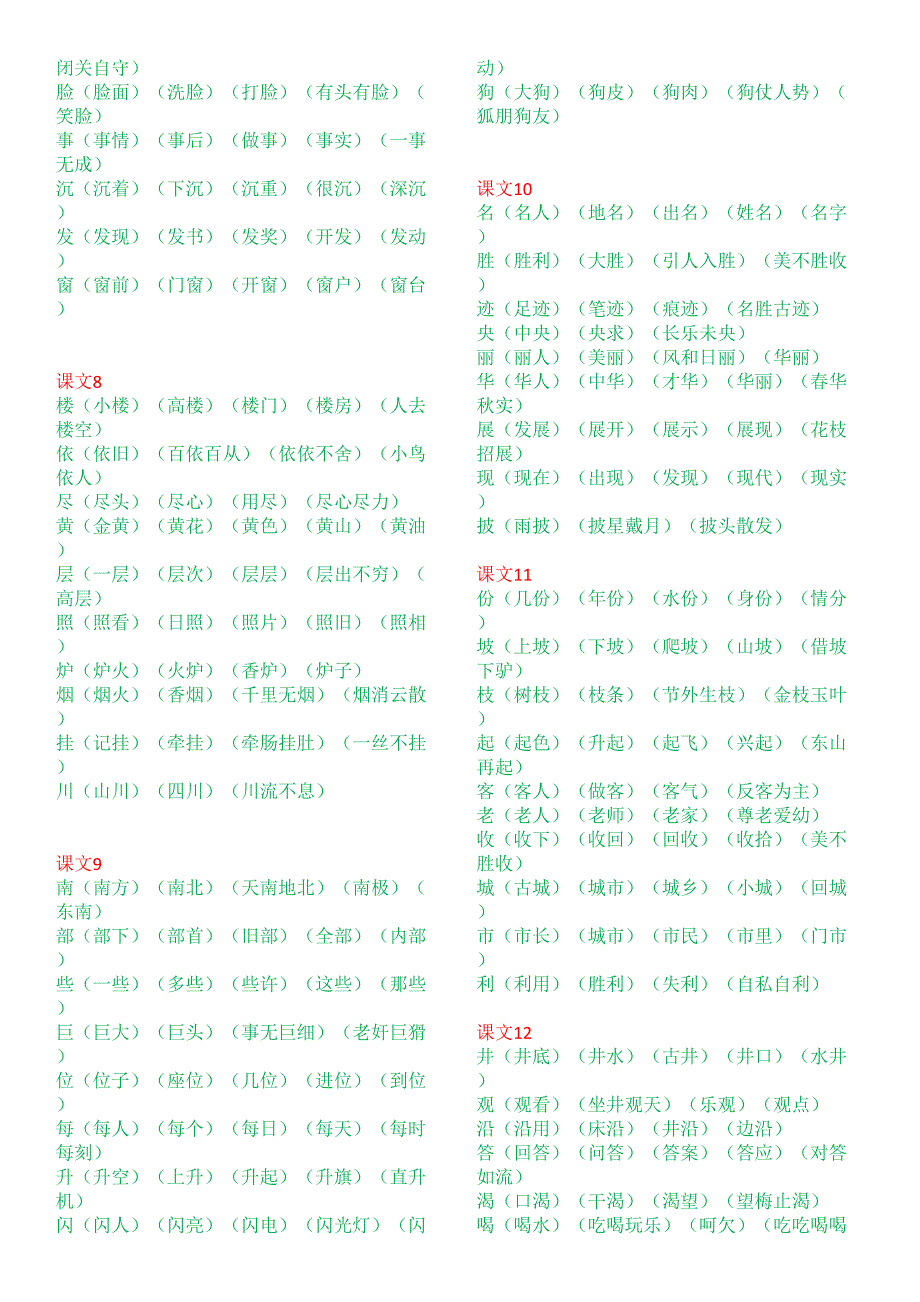 二年级上册生字组词人教版_第3页