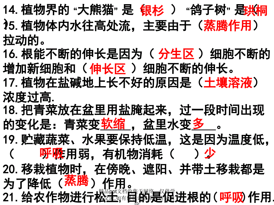 七年级上册生物期末复习(5,6章)_第3页