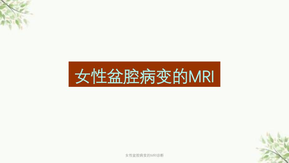 女性盆腔病变的MRI诊断课件_第1页
