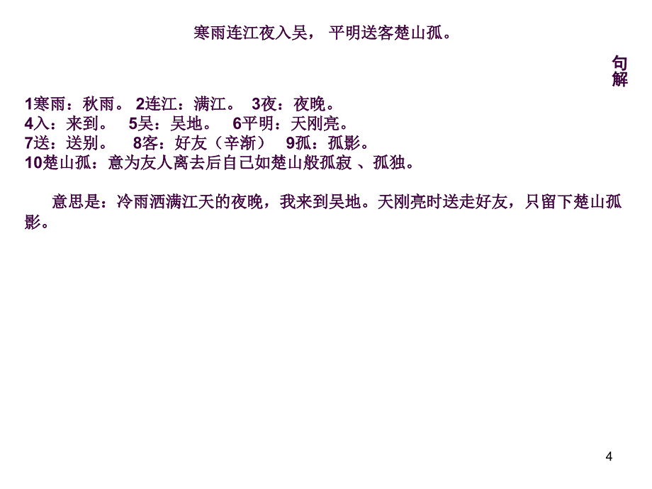 3芙蓉楼送辛渐ppt课件_第4页