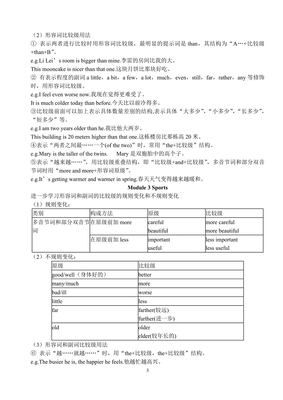 八年级上册英语外研版(新)各模块知识点归纳总结(全)_文档;_第3页