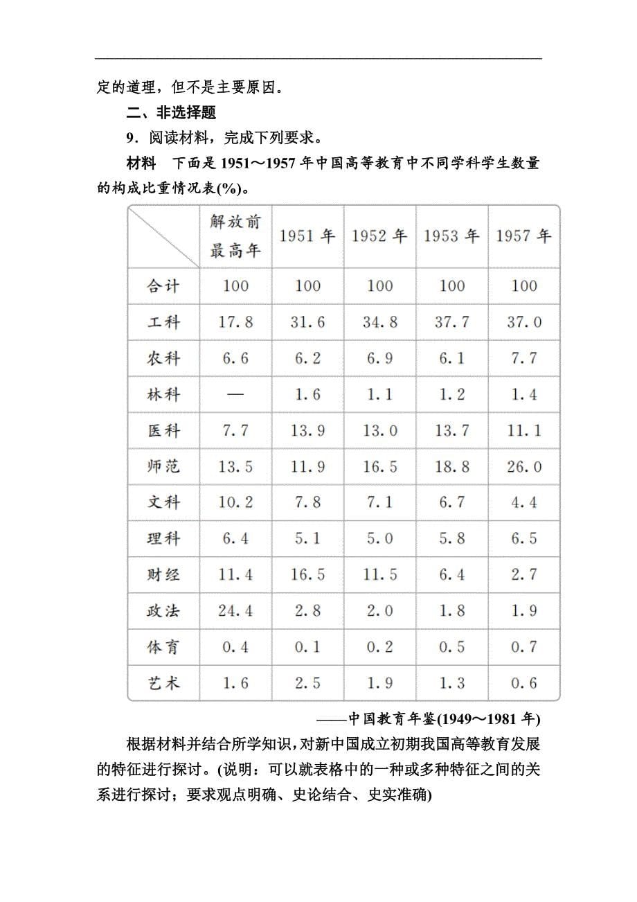 历史一轮通史版试题：94a 毛泽东思想的发展与改革开放前中国的社会生活、科教与文化 Word版含解析_第5页