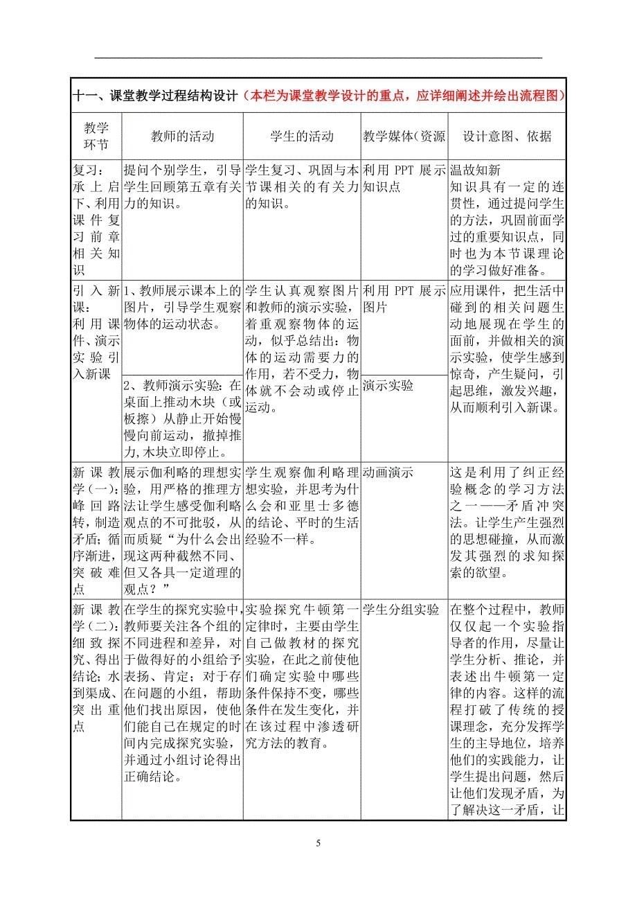 陈征淮《牛顿第一定律》教学设计_第5页