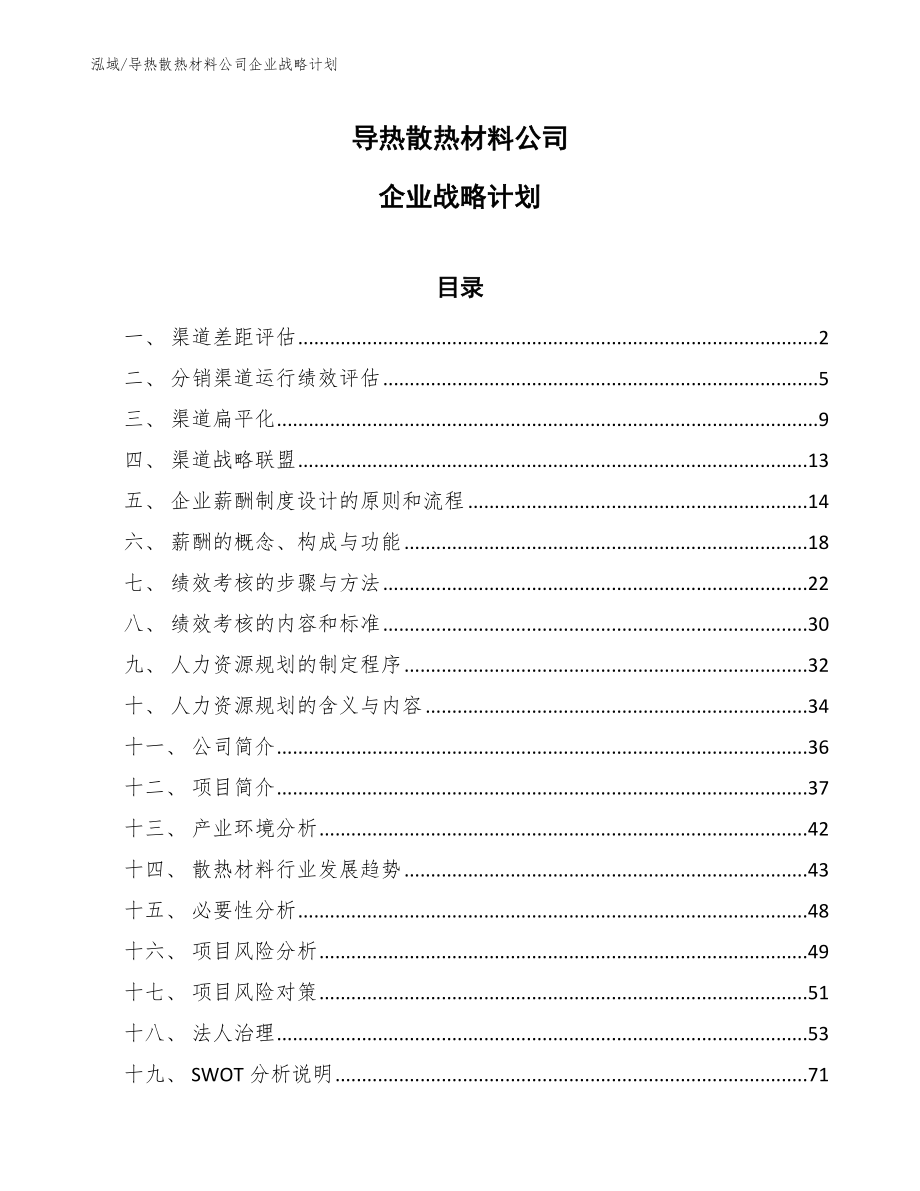 导热散热材料公司企业战略计划_第1页