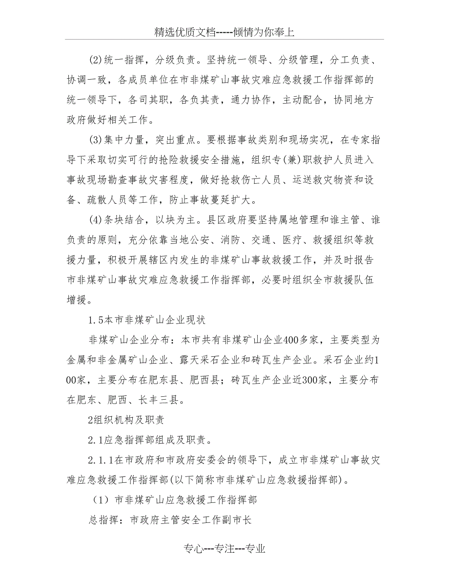 合肥市非煤矿山事故灾难应急救援预案_第2页