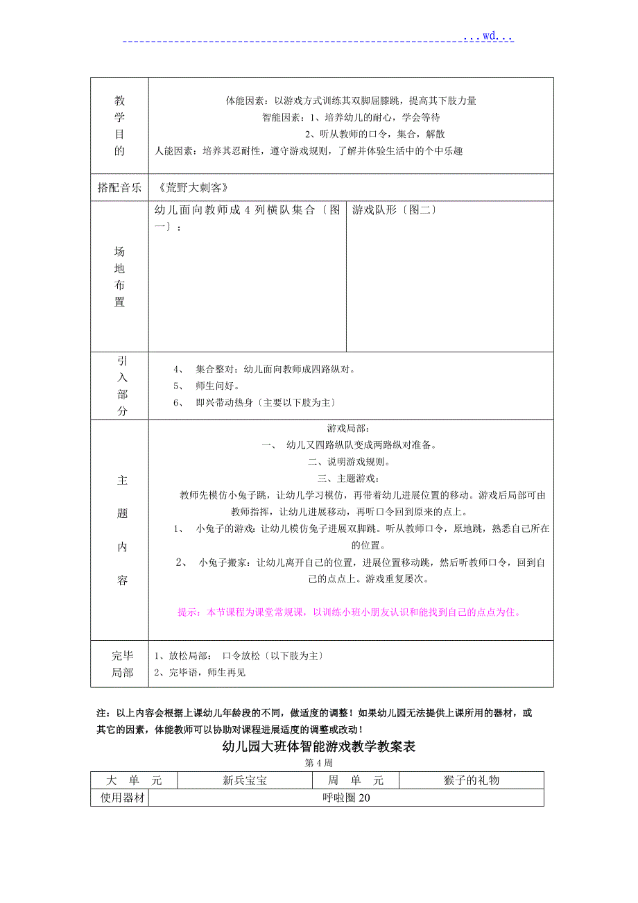 幼儿园中班体智能化教学案_第4页