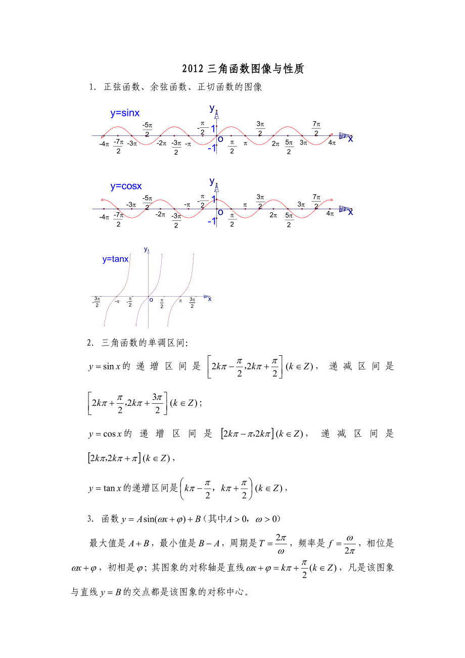 三角函数图像和性质教案_总结_练习题.doc_第1页