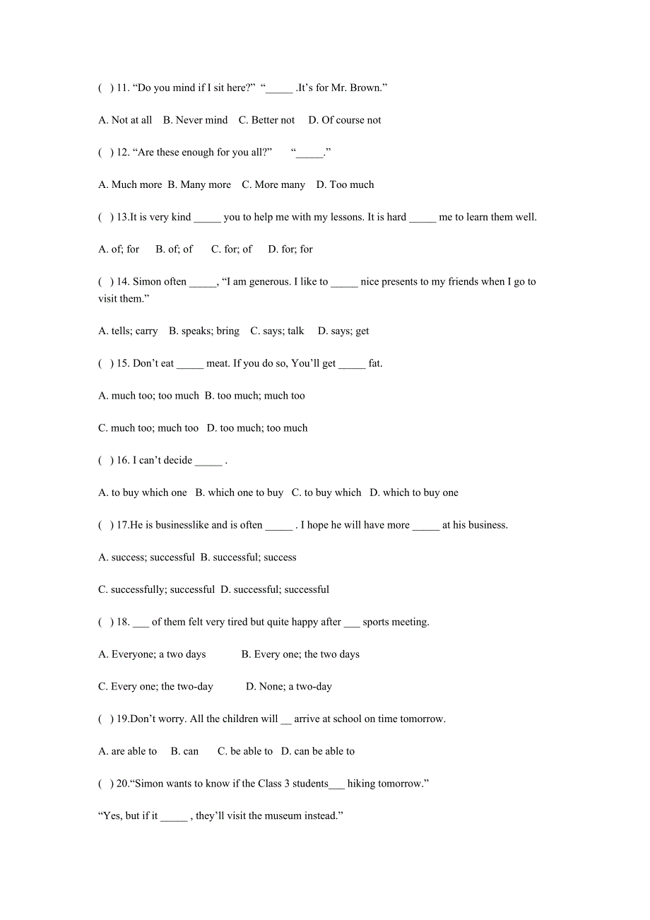 九年级英语上册期末复习选择题专练100题[1]_第2页