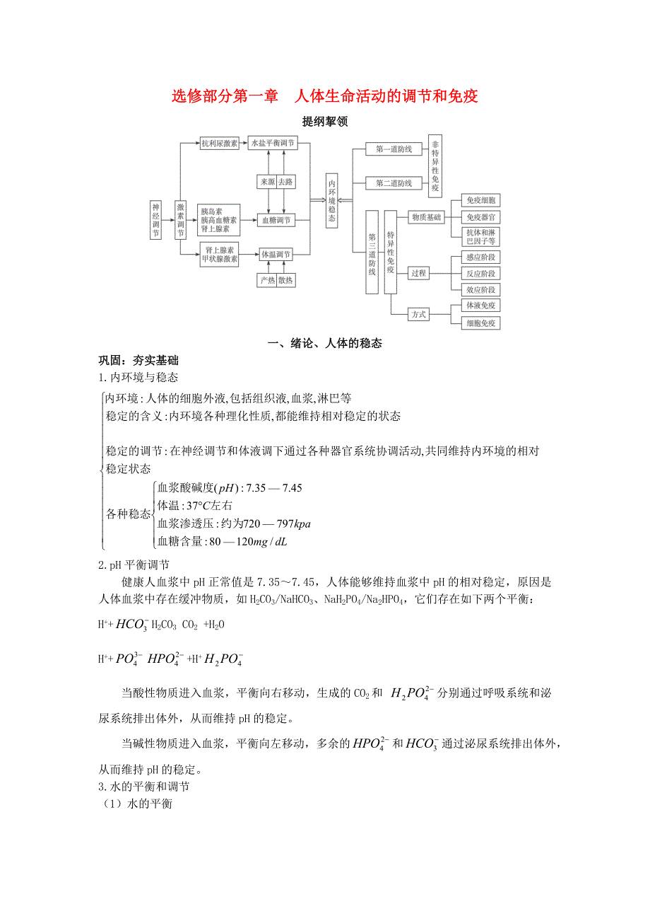 高中生物 第一章人体生命活动的调节和免疫一绪论人体的稳态基础讲解 选修_第1页