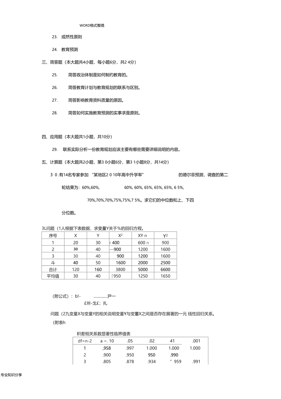 00454教育预测和规划历年试题和参考答案解析_第4页