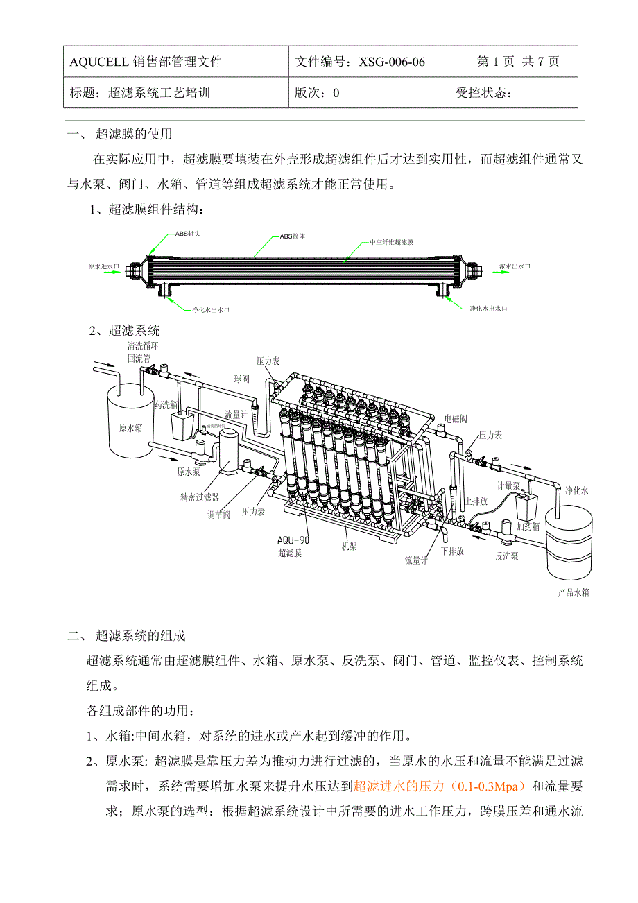 超滤系统工艺培训_第1页