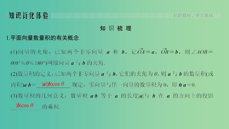 2020版高考数学大一轮复习第六章平面向量与复数第3节平面向量的数量积及其应用课件理新人教A版.ppt_第2页