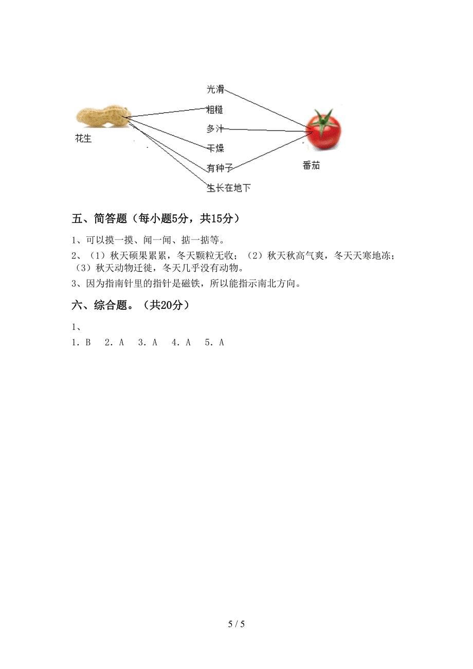 2022年人教版二年级科学上册期中考试(通用).doc_第5页