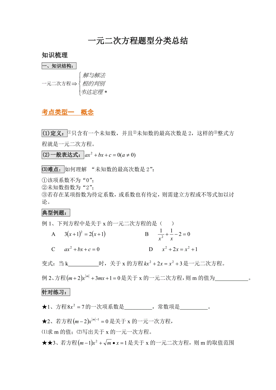 一元二次方程题型分类总结_第1页
