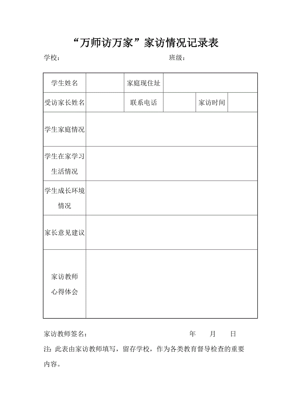 万师访万家活动记录表_第1页